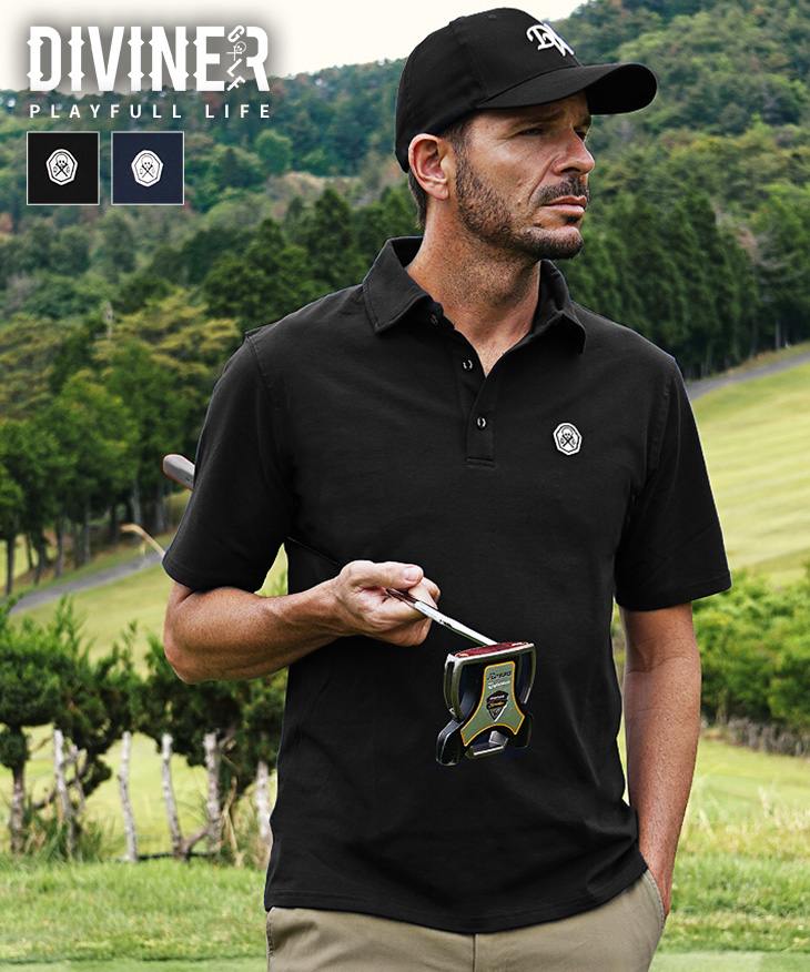 【GOLF】半袖ワッペンポロシャツ