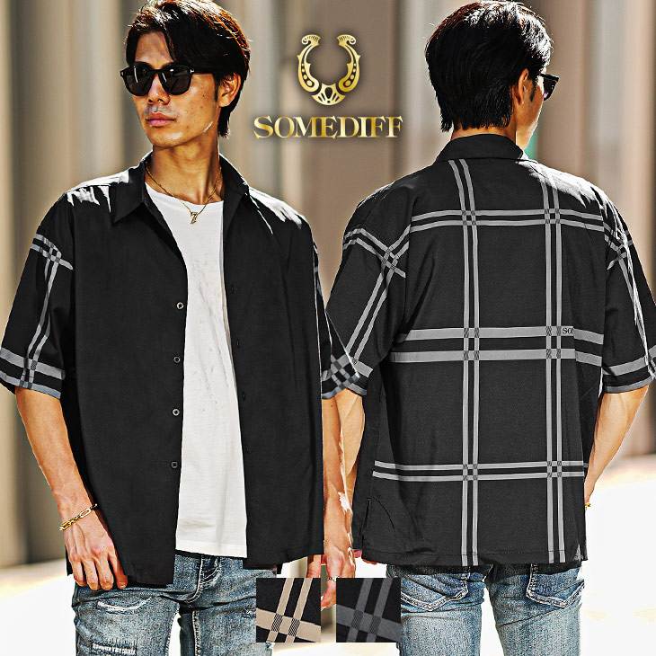 チェック柄半袖シャツ