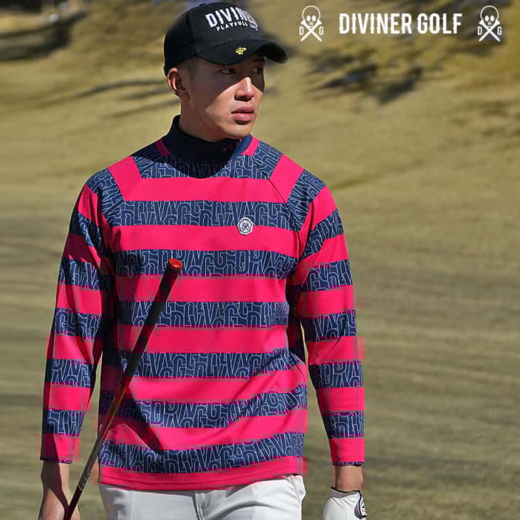 ボーダーモックネックカットソー