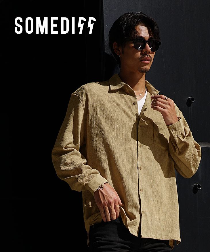 楊柳レギュラーカラー長袖シャツ