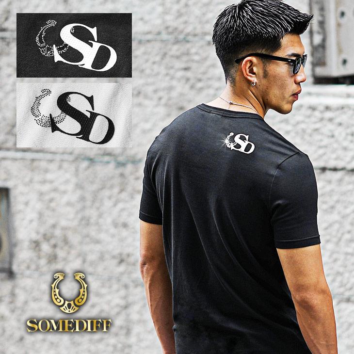 シートプリントラインストーンクルーネックTシャツ