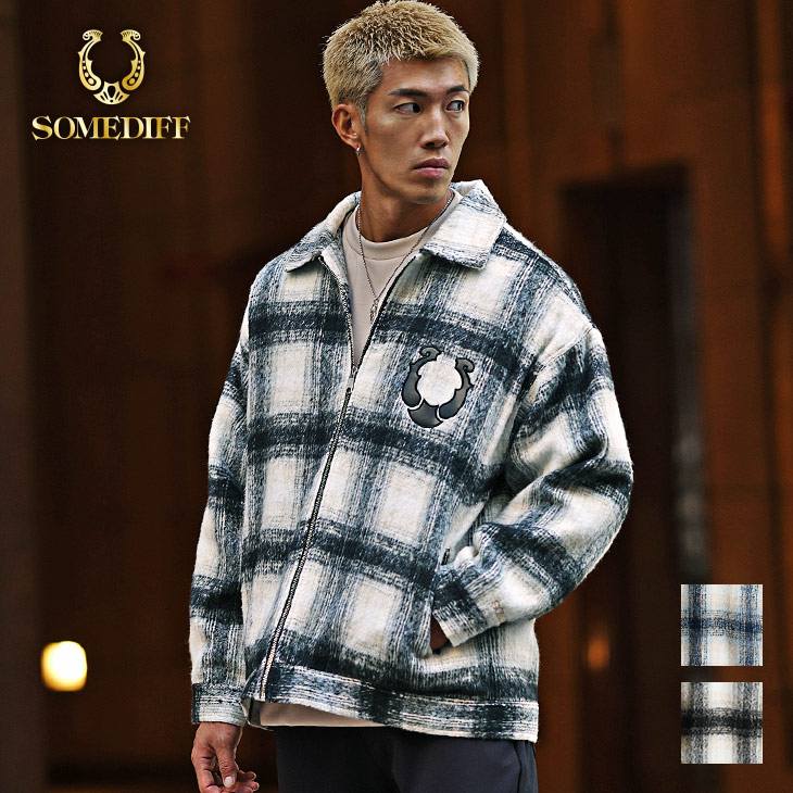 シャギーチェックスイングトップジャケット