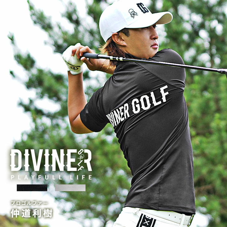 【DIVINER GOLF】袖ロゴモックネック半袖T