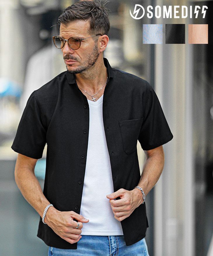 リネンライク半袖シャツ