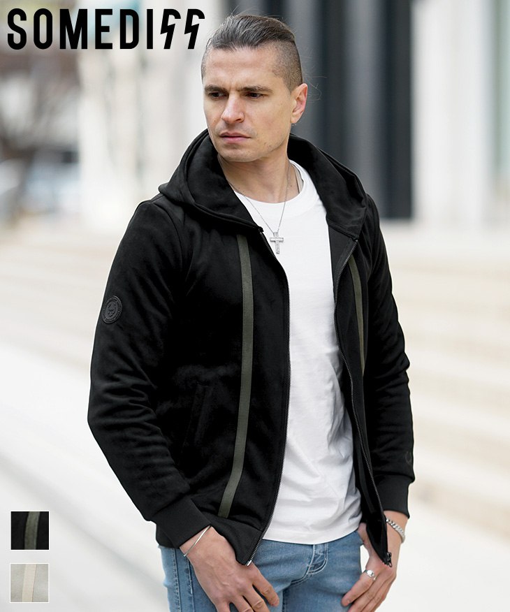 フェイクスウェードラインフルジップパーカー(ssq8319a)