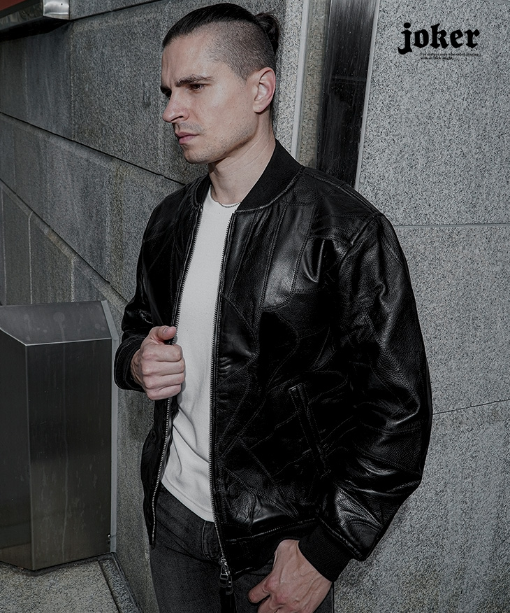 パッチワークレザーブルゾン