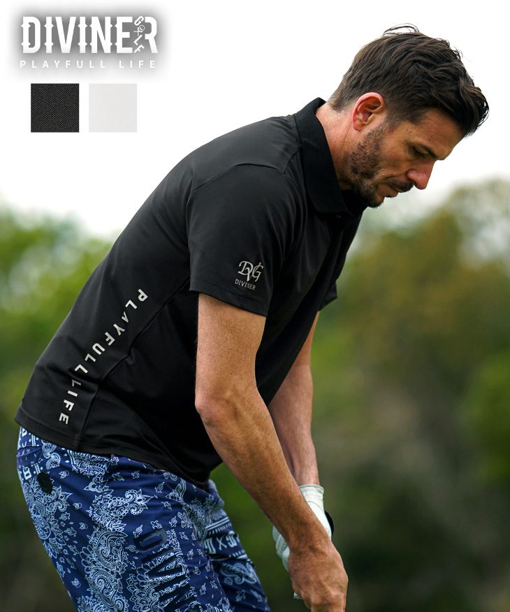 【DIVINER GOLF】サイドプリント半袖ポロシャツ