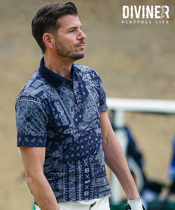 ペイズリー柄ポロシャツ