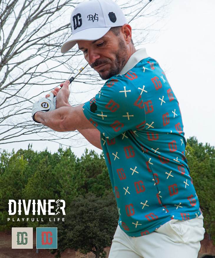 【DIVINER GOLF】ティー総柄ポロシャツ
