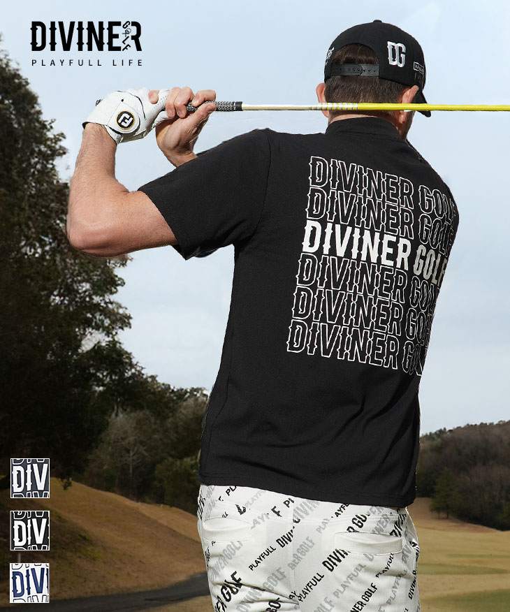 【DIVINER GOLF】ハーフZIP半袖モックネック