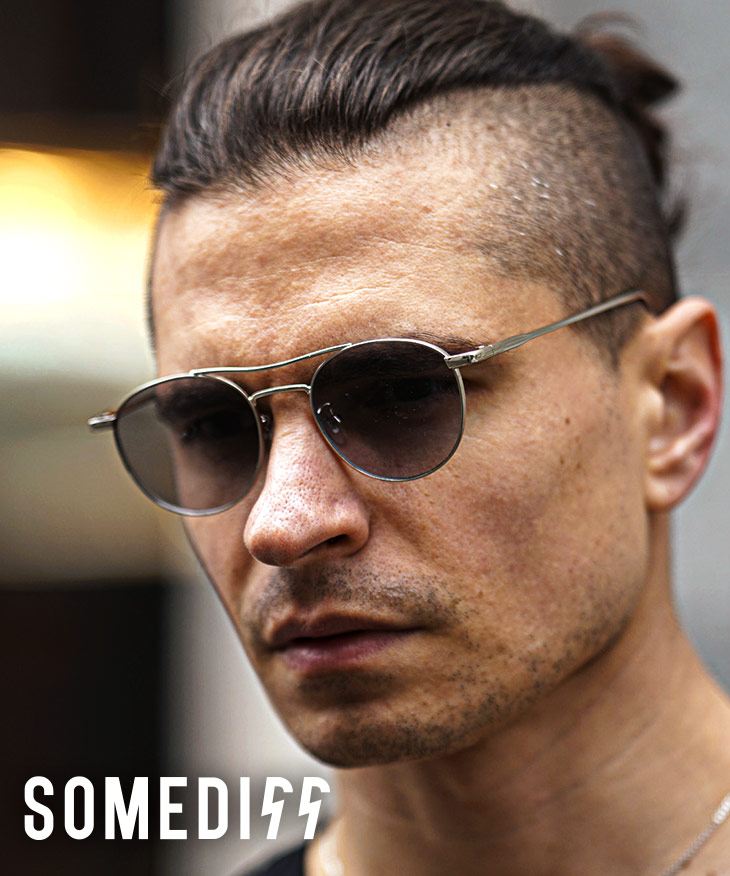 ツーブリッジメタルボストン型サングラス