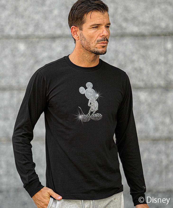 【Disney(ディズニー)】ミッキーマウス/ラインストーン長袖Tシャツ