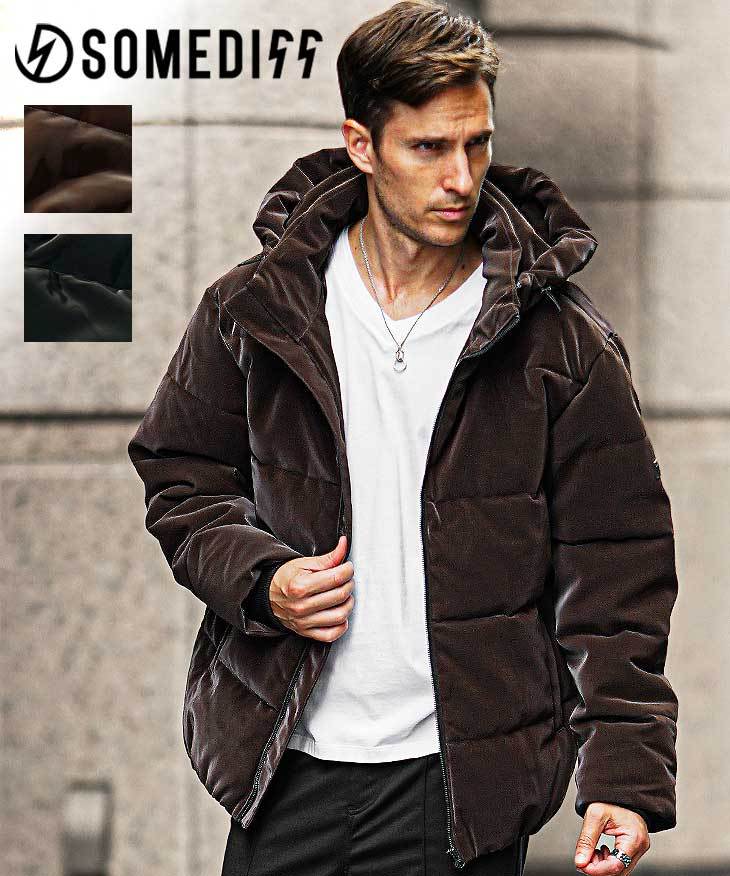 ベルベットPUフェイクダウンブルゾン