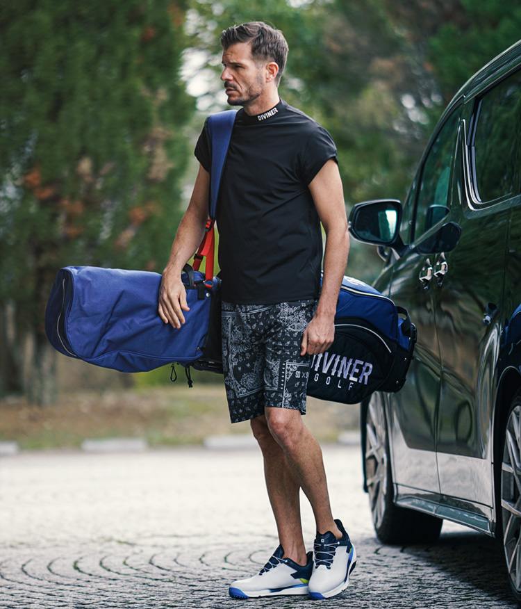 ペイズリー柄ハーフパンツ_コーデ1