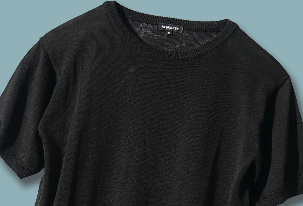 天竺編み半袖無地サマーニット