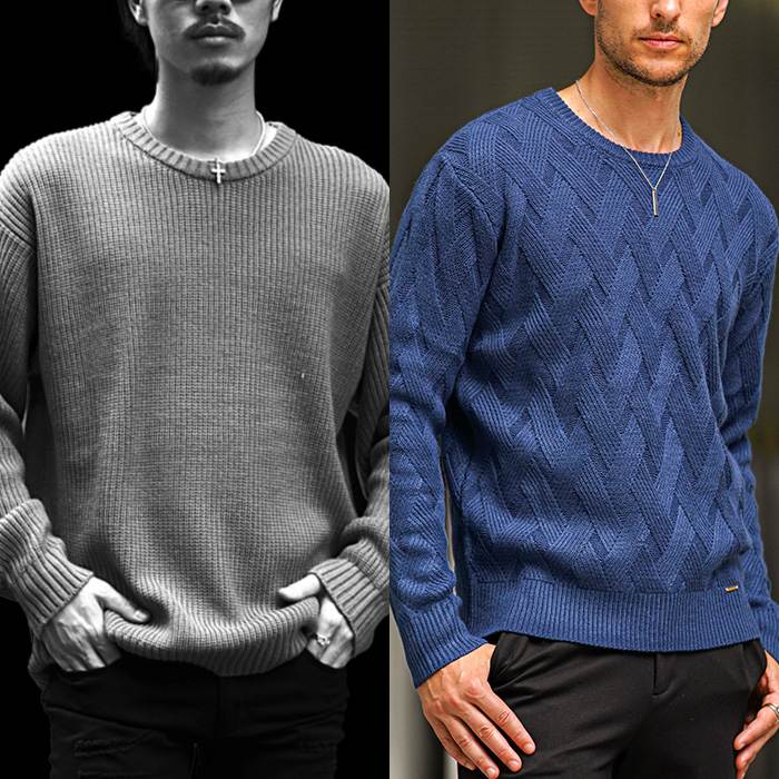 無地ニットと比較