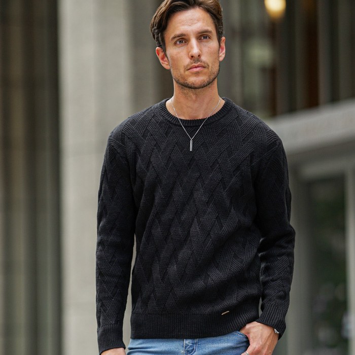 クルーネック（ダイヤ編み）
