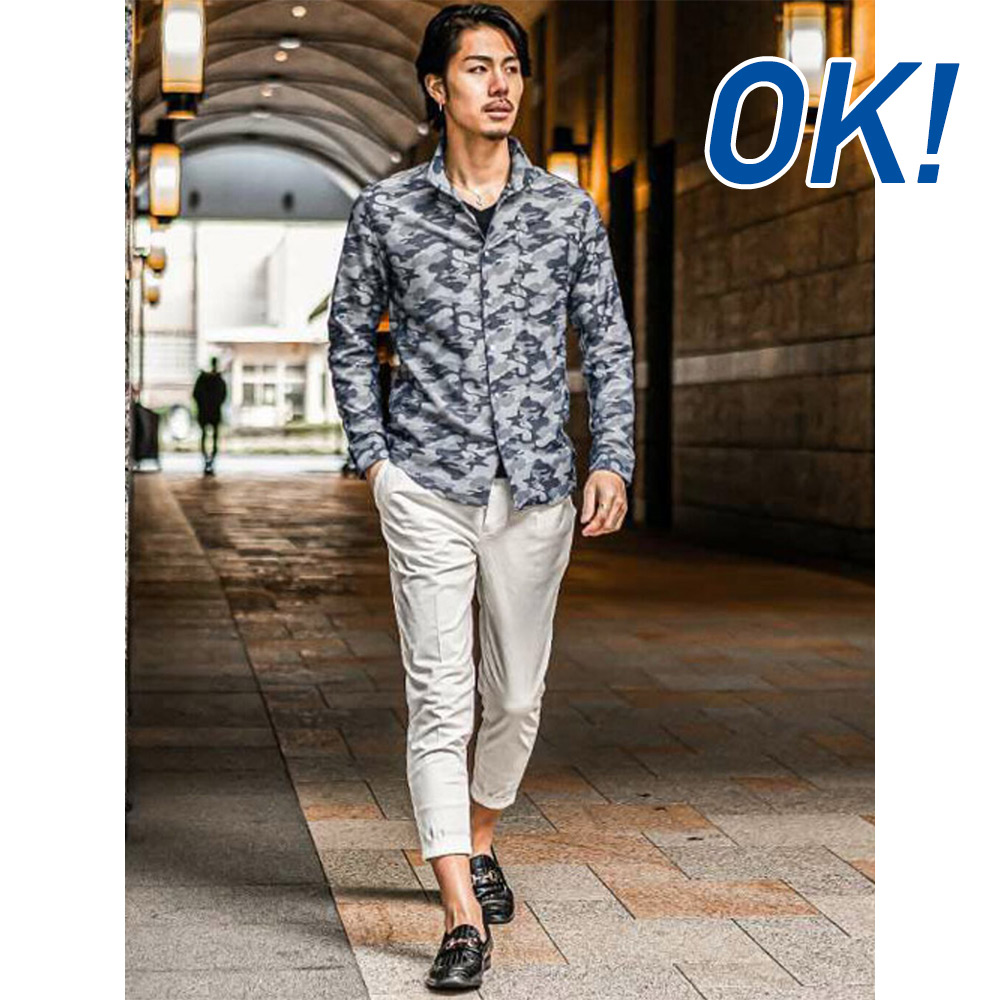 夏のOK長袖シャツコーデ1