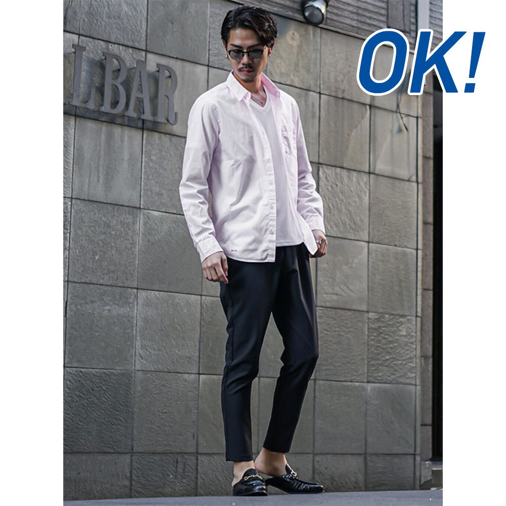 夏のOK長袖シャツコーデ3