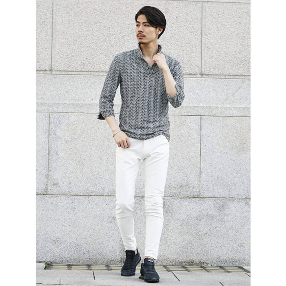 七分袖のポロシャツ