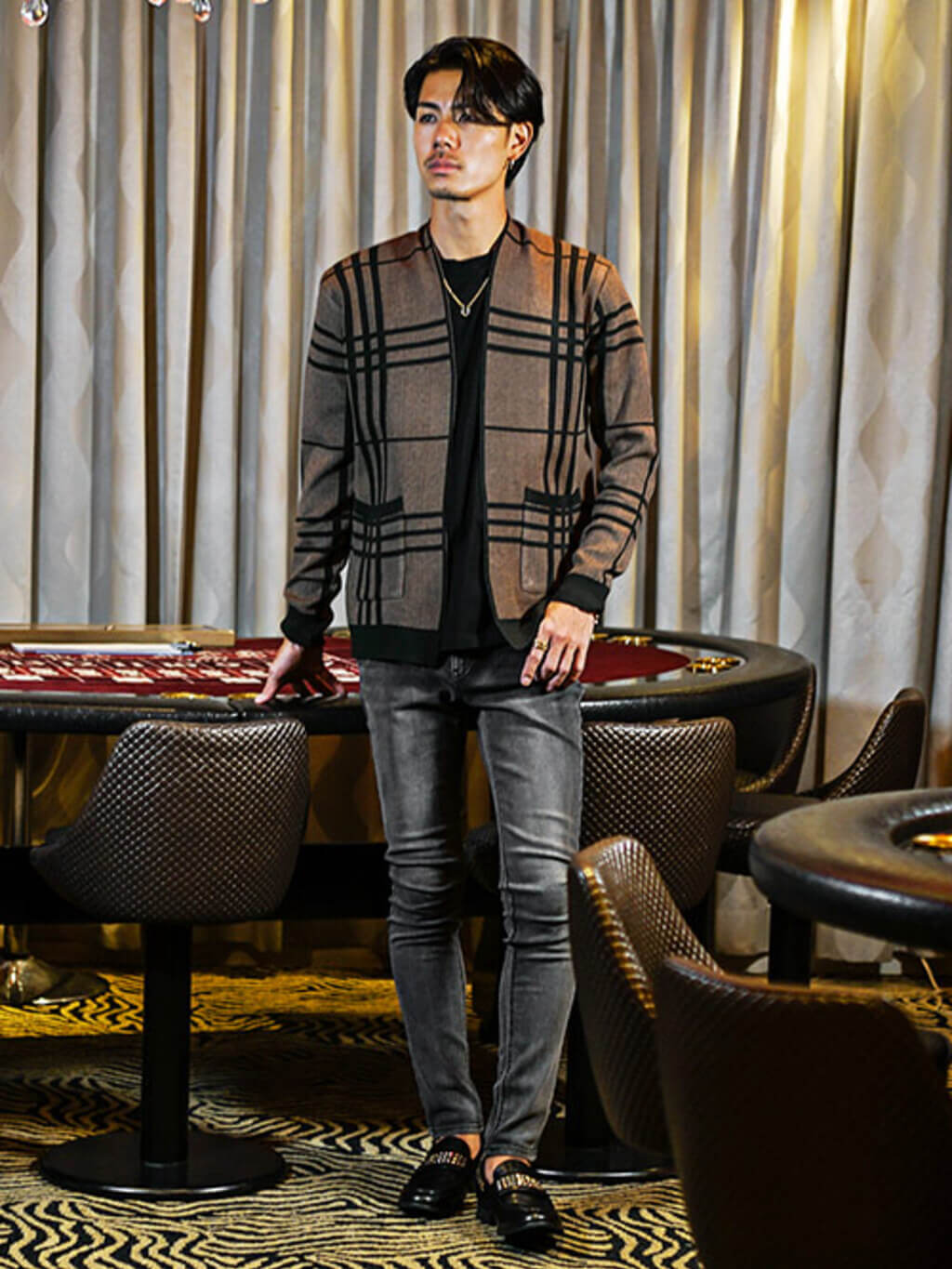 チェック柄カーディガン