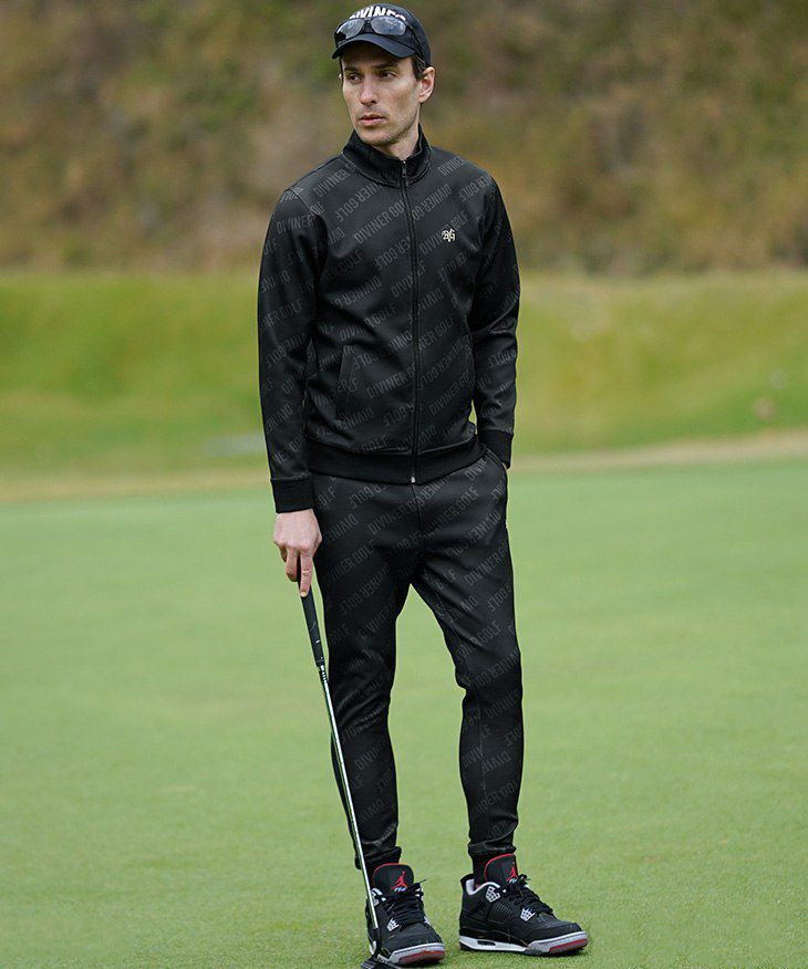 ポンチ総柄ロゴスタンドジャケットセットアップ