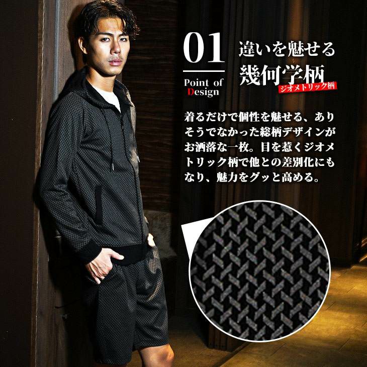 総柄パーカーセットアップの柄