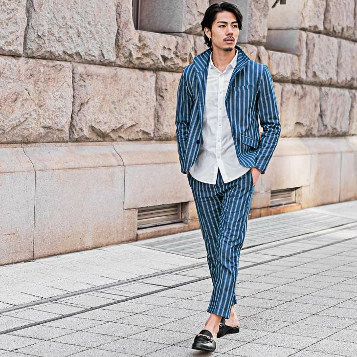 デニムストライプセットアップ