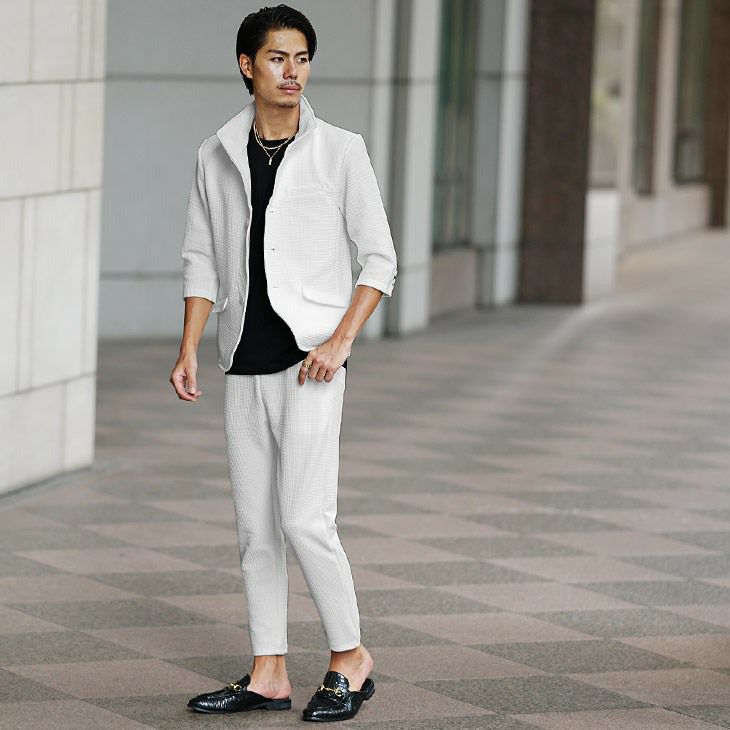 ふくれワッフルジャケットセットアップ