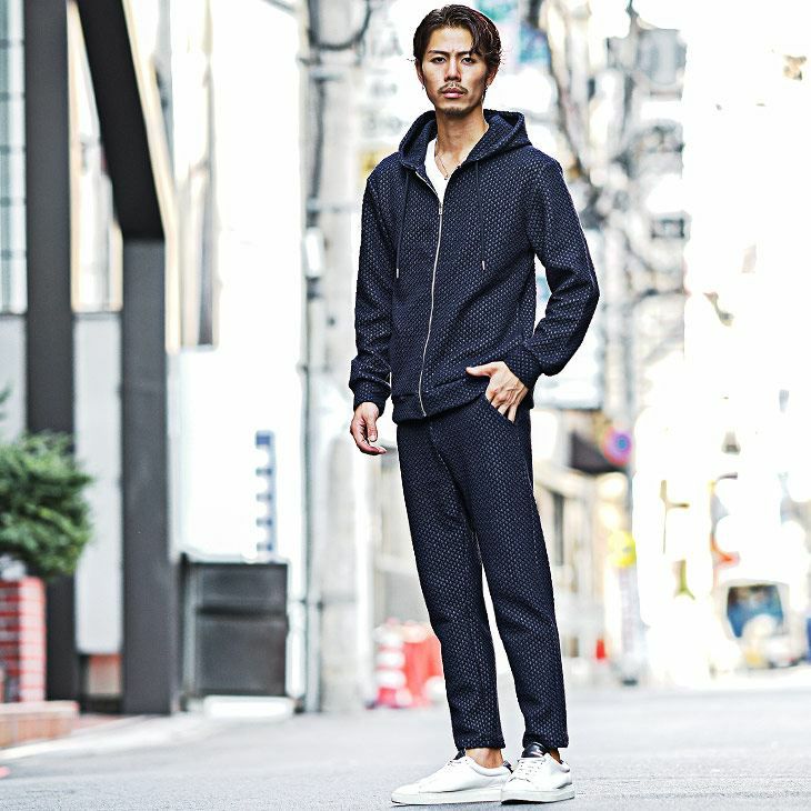 キルティングメッシュ柄セットアップ