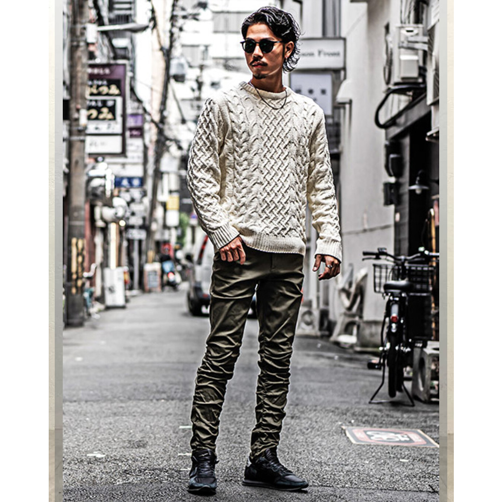 デニムボア切替Gジャンでカジュアルに冬を楽しむカーキパンツコーデ