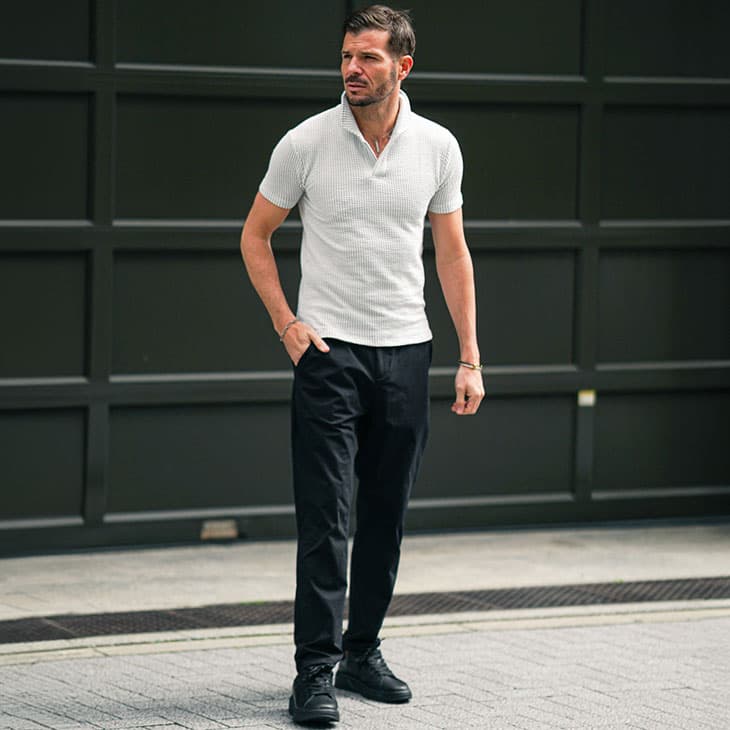 サッカー素材で夏感溢れる脱・やりらふぃーコーデ