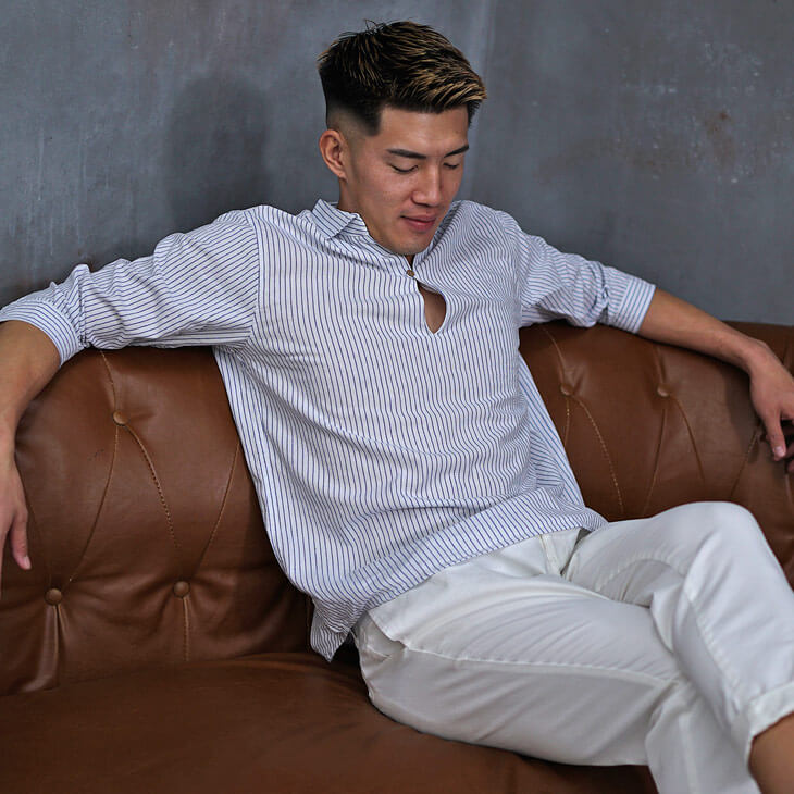 綿パナマカプリシャツ