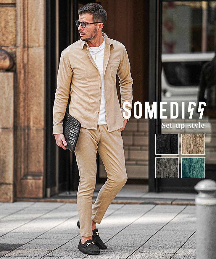 楊柳7分袖シャツ+スキニーパンツ