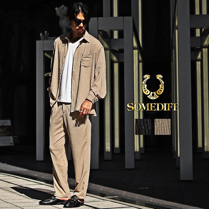 楊柳長袖シャツ+ワイドパンツ