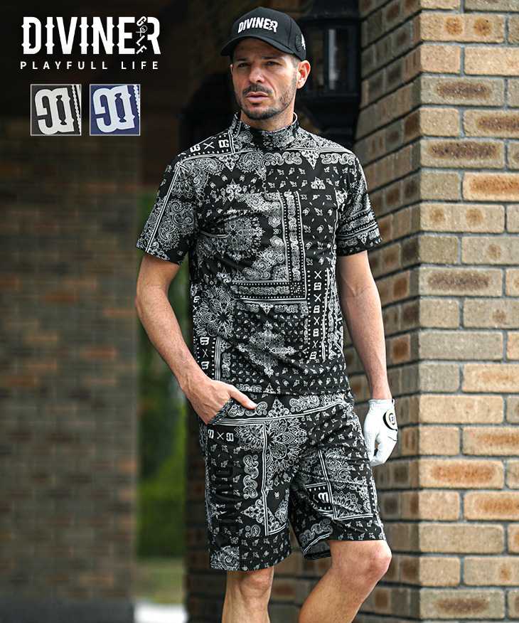 ペイズリー柄半袖モックネックセットアップ