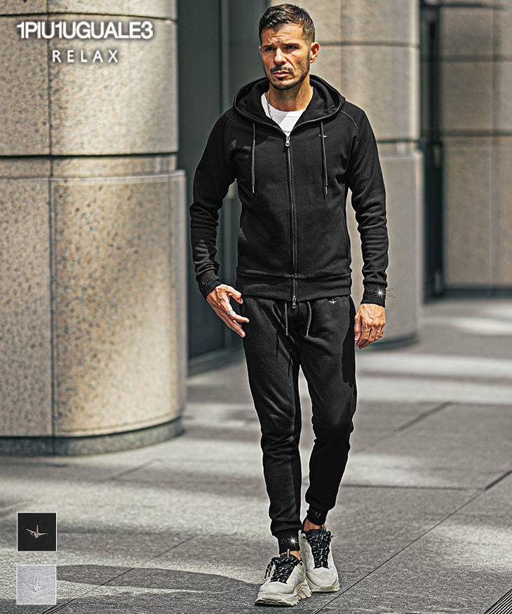 ラインストーンヘムスウェットセットアップ/1PIU1UGUALE3 RELAX