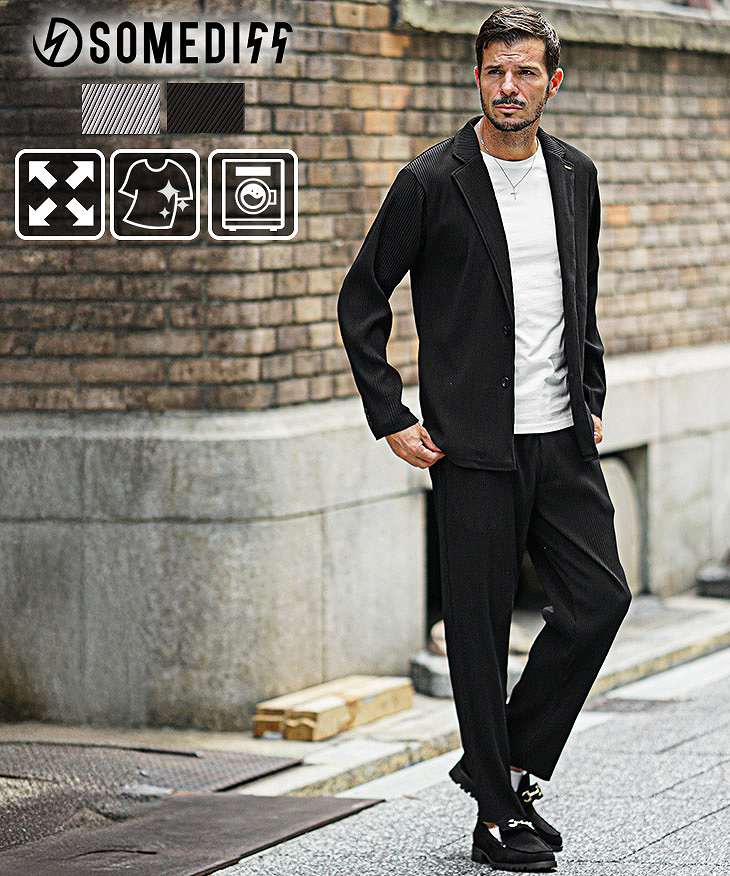 プリーツテーラードジャケットセットアップ