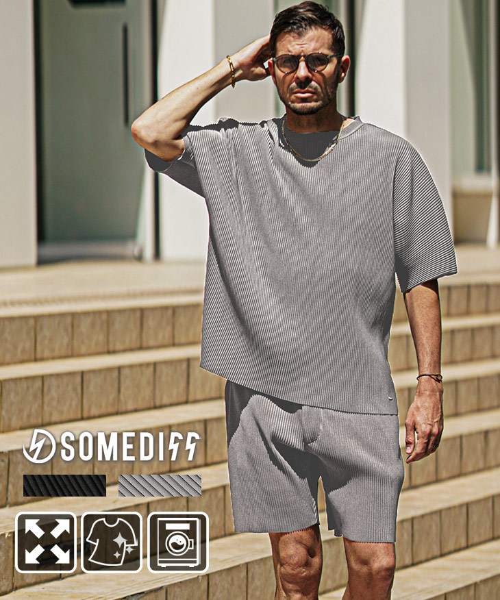 プリーツTシャツ&ショーツセットアップ
