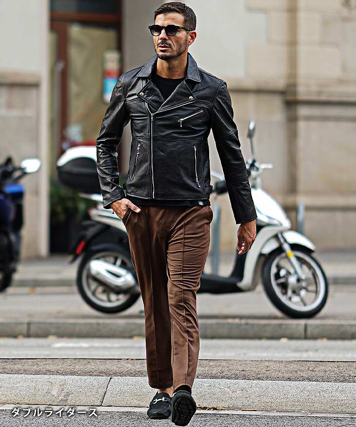 男らしさ溢れる寒い季節の革ジャンコーデ