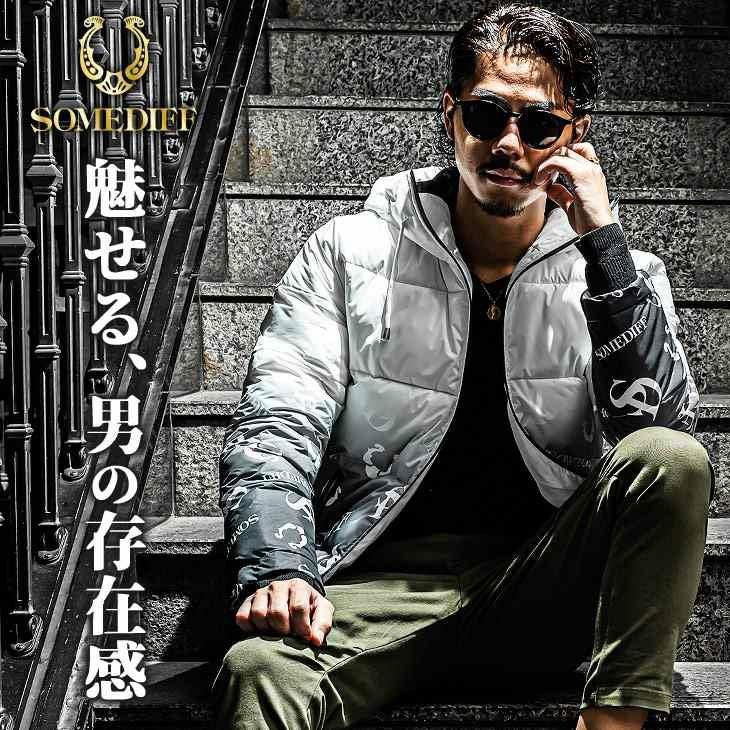 SOMEDIFF】オリジナル エナメルバックロゴ中綿ジャケット フロント中綿