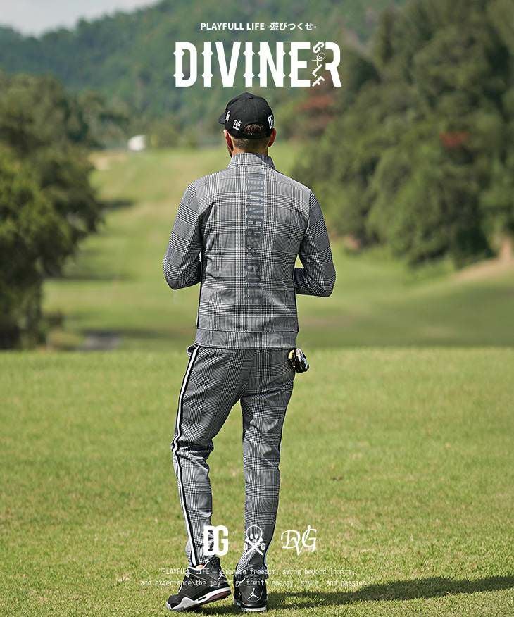DIVINER GOLF チェック柄　セットアップ　XXL DIVINER GOLF】ゴルフ セットアップ メンズ スタンドジャケット