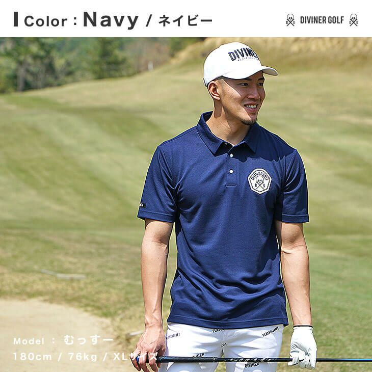 DIVINER GOLF】スカルワッペンポロシャツ