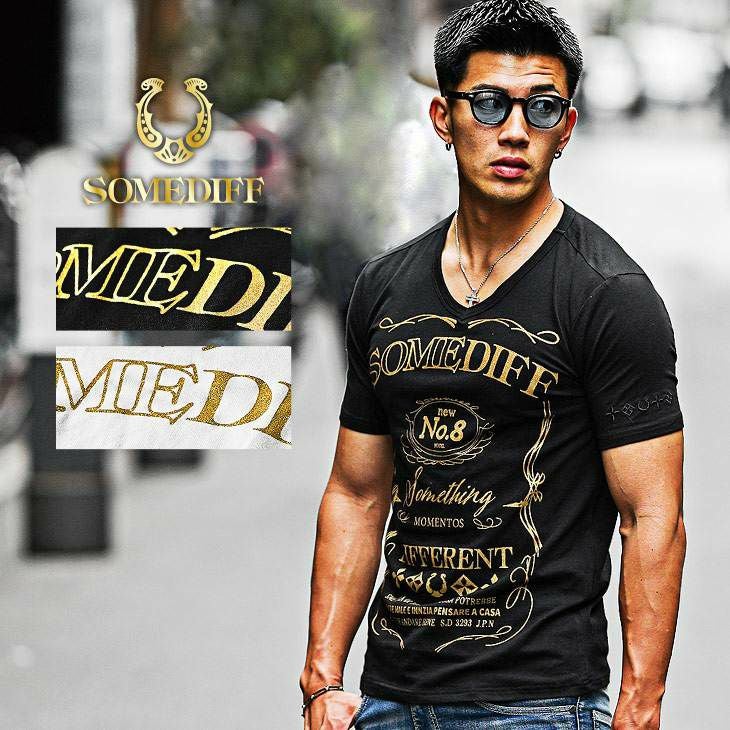 プレートVネックTシャツ Black by VANQUISH トップス 半袖Tシャツ