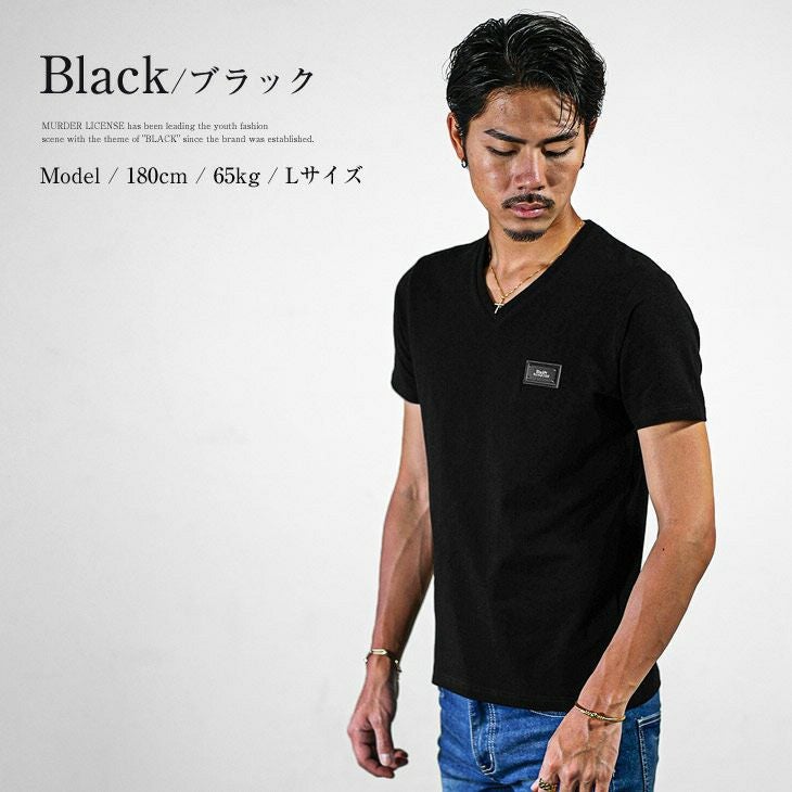 プレートVネックTシャツ Black by VANQUISH トップス 半袖Tシャツ