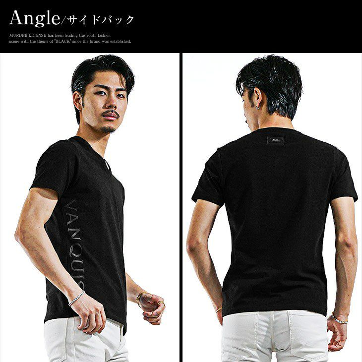 ロゴプリントVネックTシャツ Black by VANQUISH トップス半袖Tシャツ