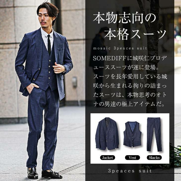 『美品』TENORAS ジオメトリック柄スリーピーススーツ ブルーM モザイク柄スリーピーススーツ SOMEDIFF ｜【公式】joker（ジョーカー）
