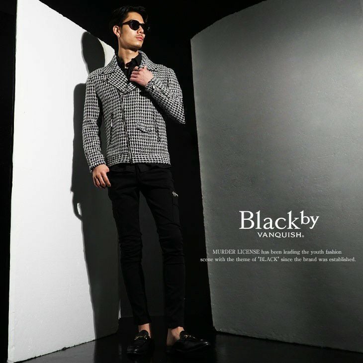 ツイードダブルライダースジャケット Black by VANQUISH ｜【公式