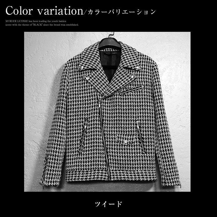 ツイードダブルライダースジャケット Black by VANQUISH ｜【公式