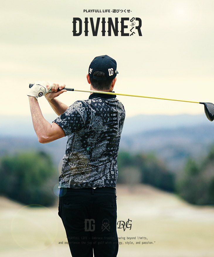 DIVINER GOLF（ディバイナーゴルフ）『ペイズリー柄半袖ポロシャツ